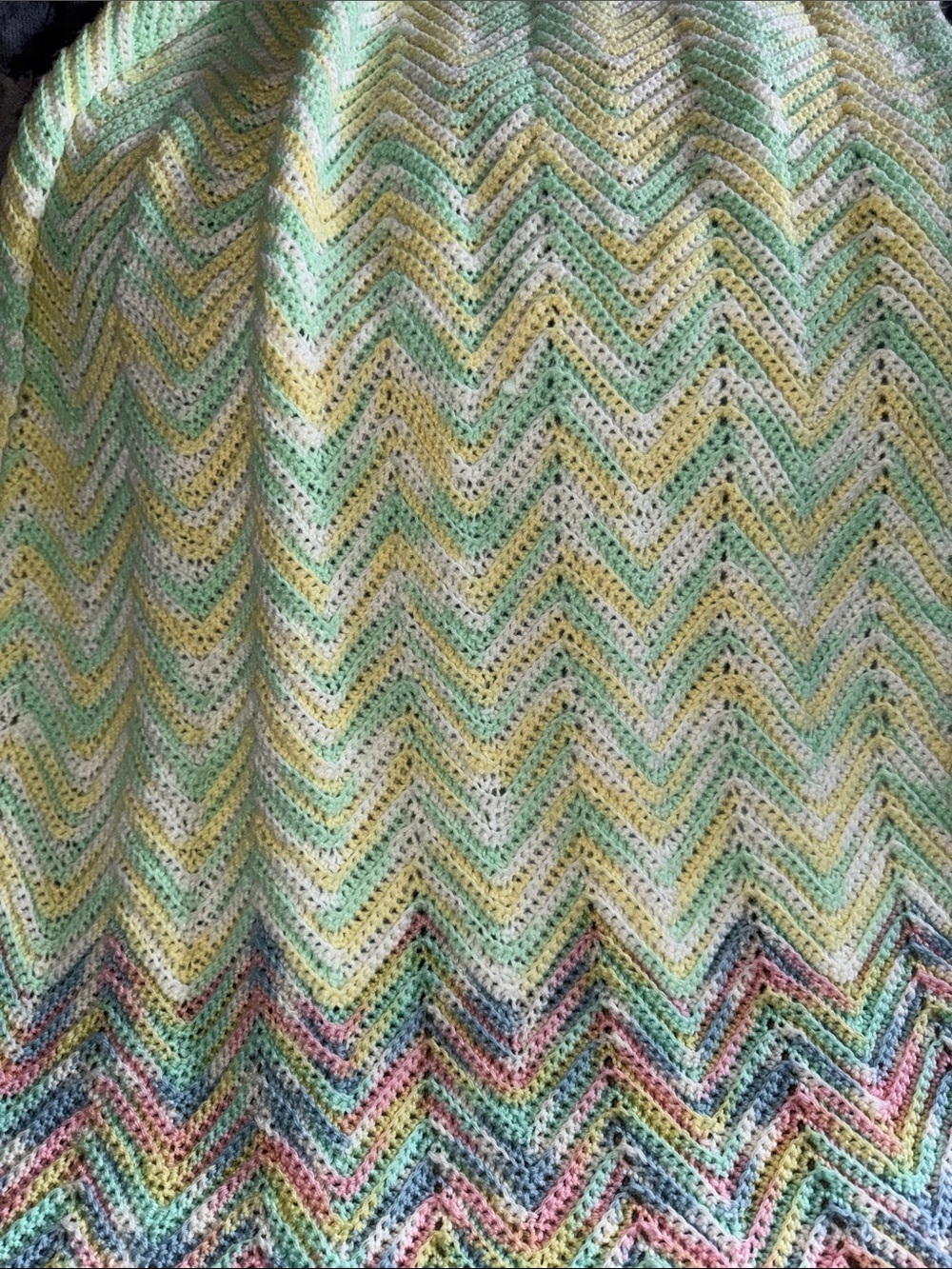 Pastel Chevron Crochet Throw Blanket - Soft Multicolor - Picture 4 of 6
